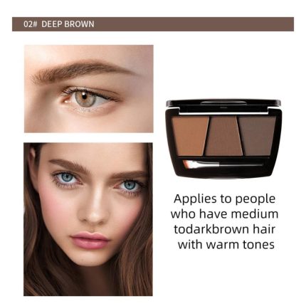 Menow Eyebrow Powder Kit 3color 2in1 - 02 Deep Brown