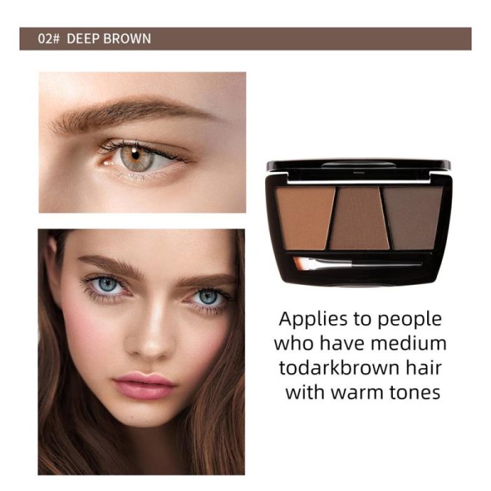 Menow Eyebrow Powder Kit 3Color 2In1 - 02 Deep Brown