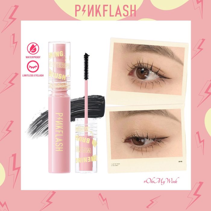 Pink Flash Lengthening Waterproof Micro Brush Mascara - E10. Pink Flash Waterproof Mascara Is A Limitless Eyelash Fiber-Filled Mascara