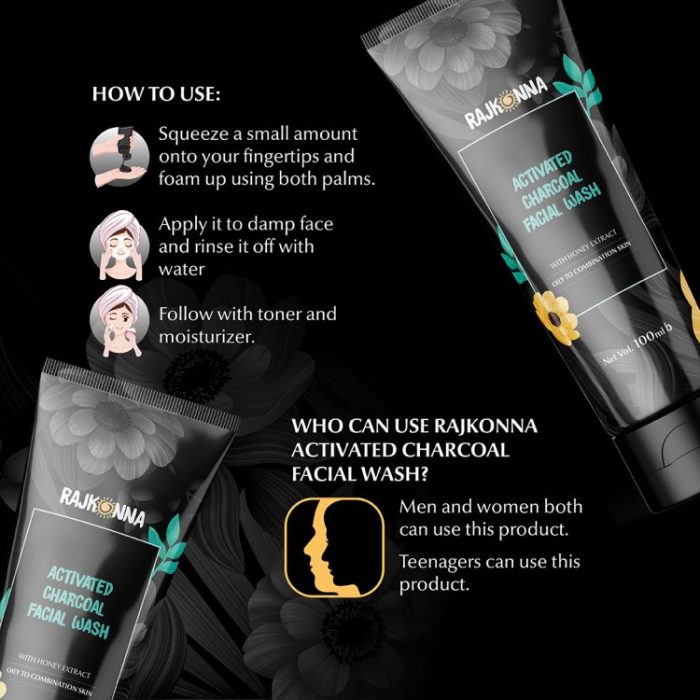 Rajkonna Activated Charcoal Facial Wash 100M