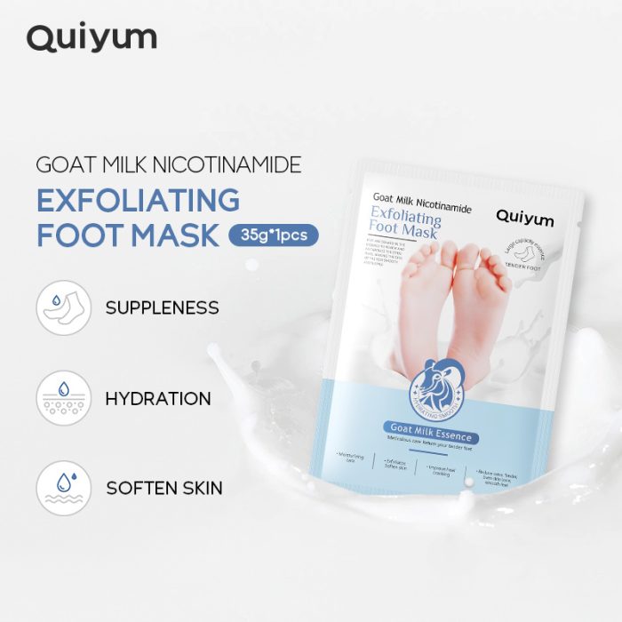 Quiyum Foot Mask Goat Milk Nicotinamide Exfoliating