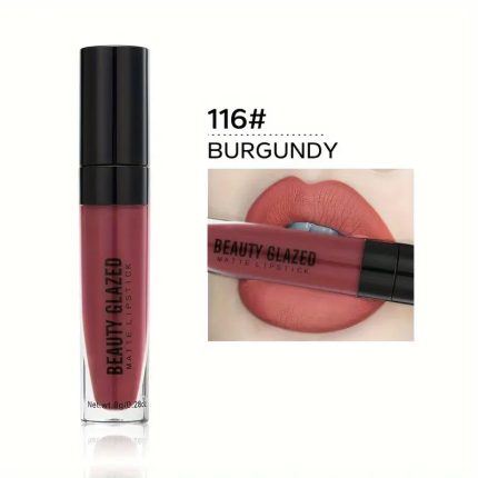 Beauty Glazed Matte Lipstick Smudge Proof Burgundy 116