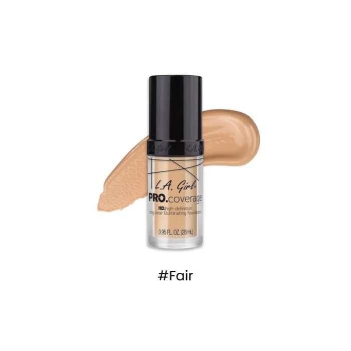 L.a. Girl Pro Coverage Illuminating Foundation- Fair ( 28Ml )