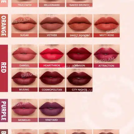 sheglam matte liquid lipstick swatch